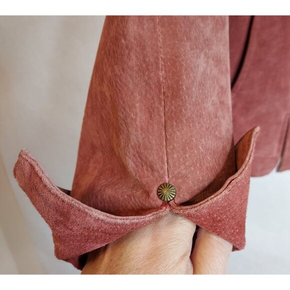 Live a Little Suede Leather Jacket Women's M Rose Pink Snap Front Lined Y2K VTG - Picture 6 of 16